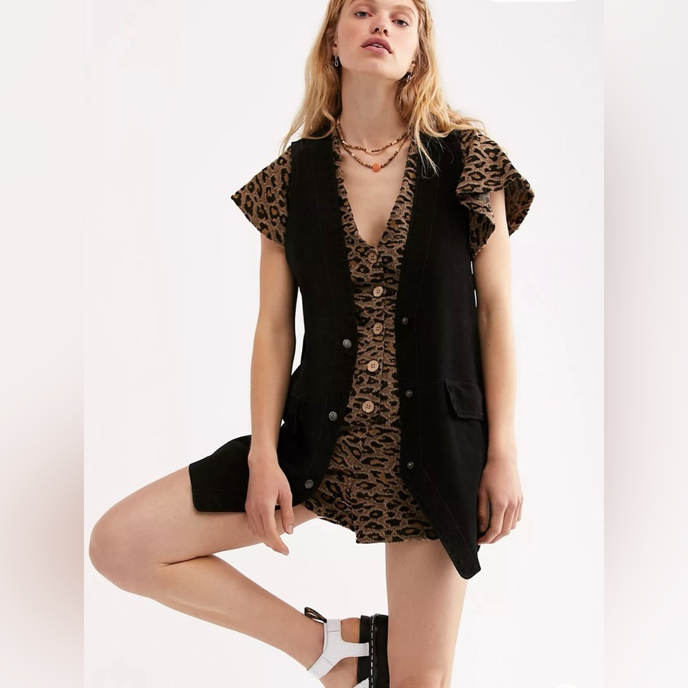 We The Free Black Genuine Suede Vest - Size Large